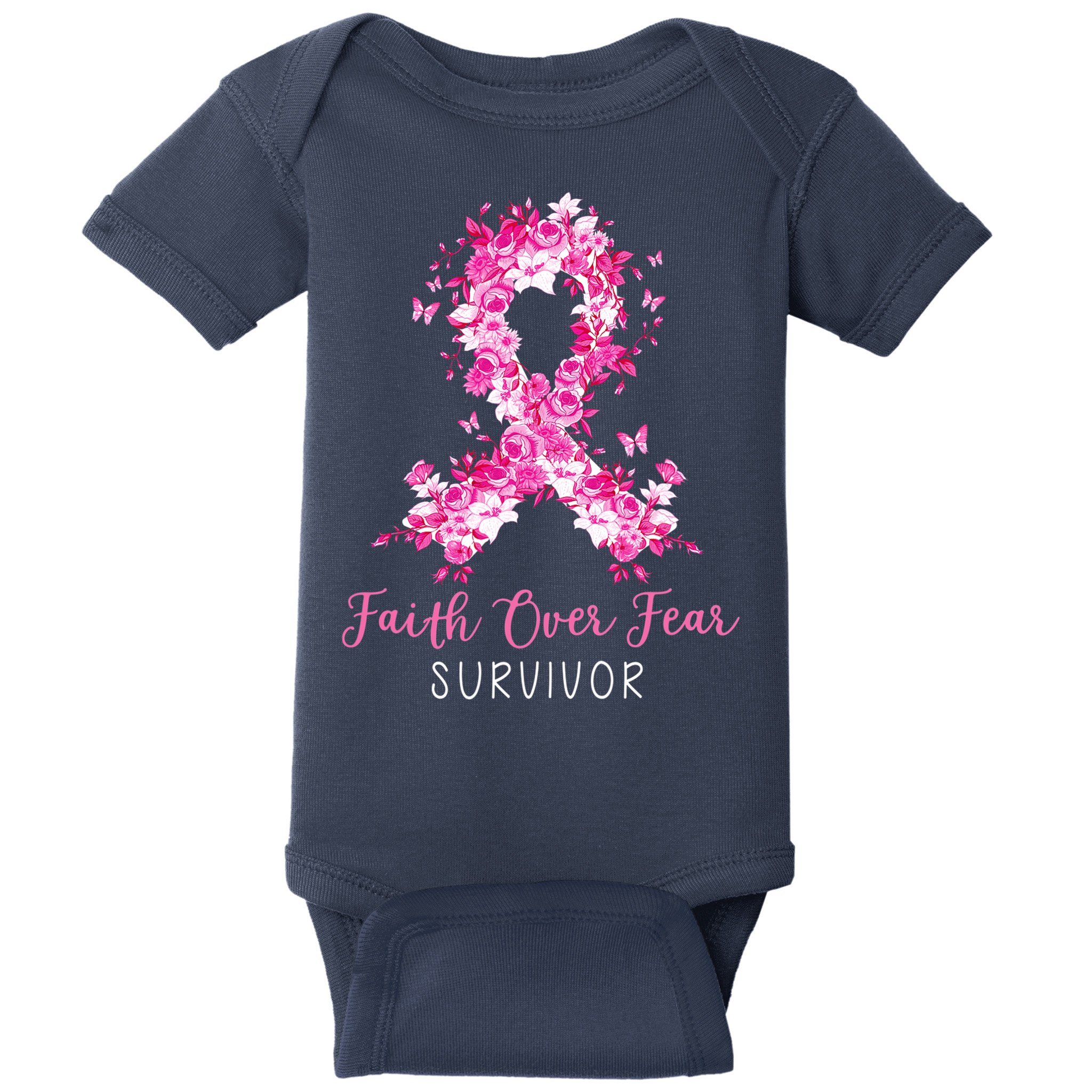 Breast Cancer Survivor Faith Over Fear Breast Cancer Awareness Baby Bodysuit