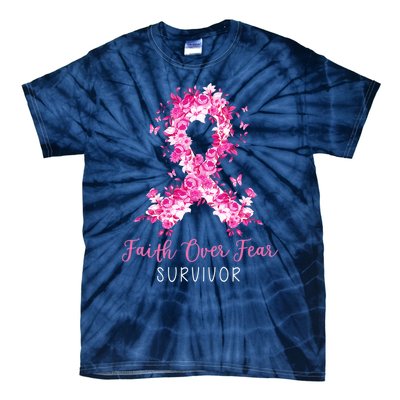 Breast Cancer Survivor Faith Over Fear Breast Cancer Awareness Tie-Dye T-Shirt