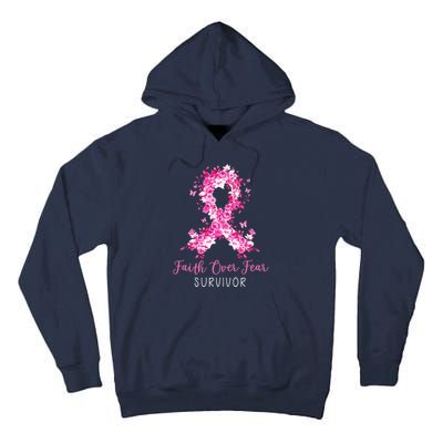 Breast Cancer Survivor Faith Over Fear Breast Cancer Awareness Tall Hoodie