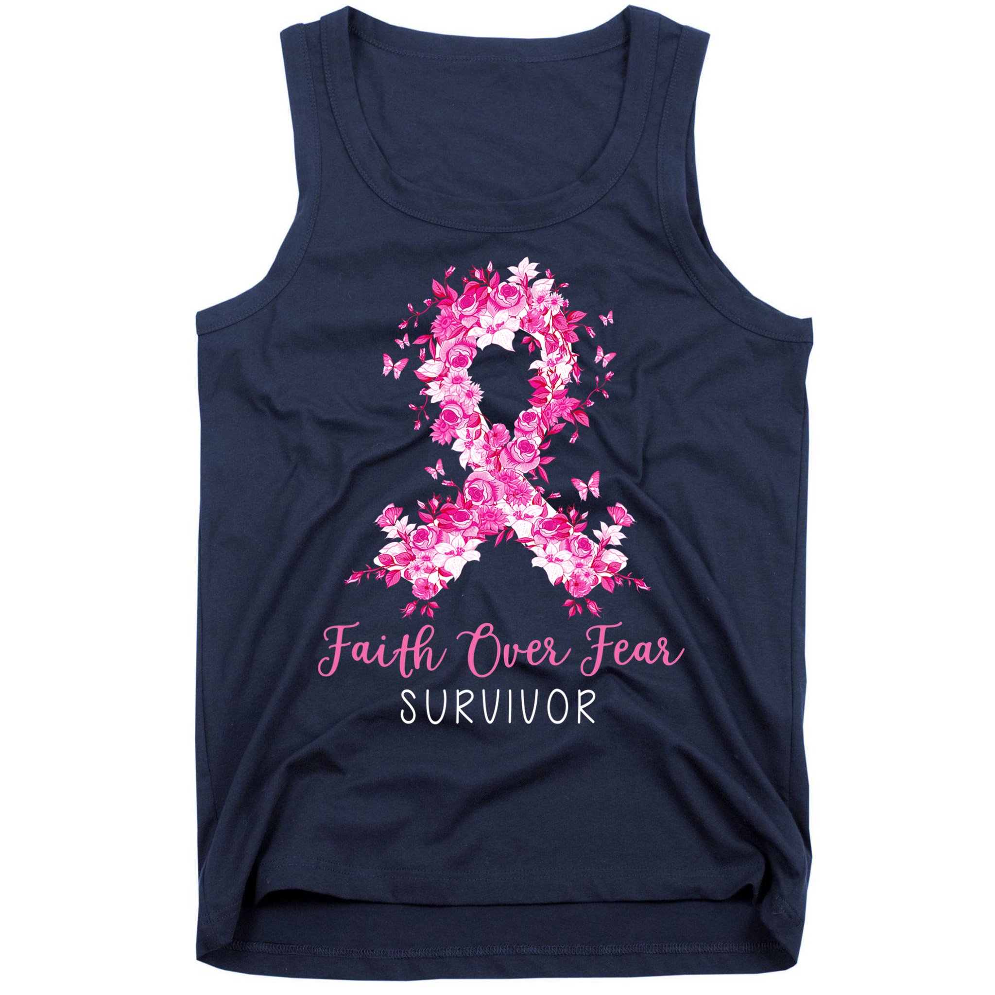 Breast Cancer Survivor Faith Over Fear Breast Cancer Awareness Tank Top
