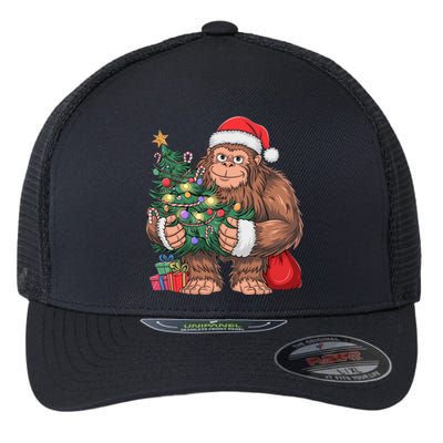 Bigfoot Christmas Sasquatch Xmas Tree Lights Flexfit Unipanel Trucker Cap