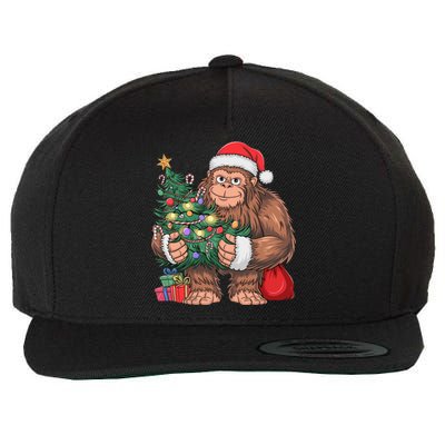 Bigfoot Christmas Sasquatch Xmas Tree Lights Wool Snapback Cap