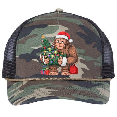 Bigfoot Christmas Sasquatch Xmas Tree Lights Retro Rope Trucker Hat Cap