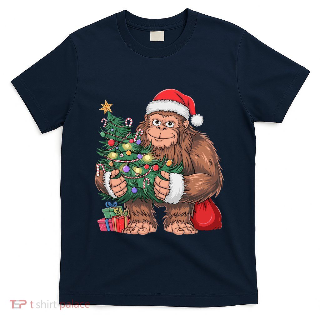 Bigfoot Christmas Sasquatch Xmas Tree Lights T-Shirt