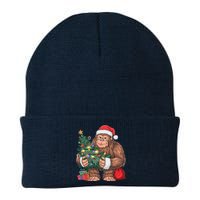 Bigfoot Christmas Sasquatch Xmas Tree Lights Knit Cap Winter Beanie