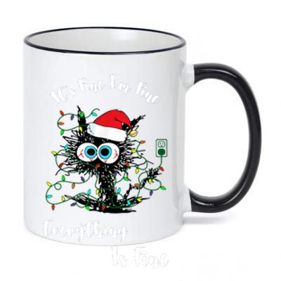 Black Cat Santa Christmas 11oz Black Color Changing Mug