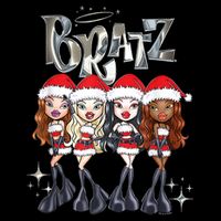 Bratz Christmas SantaS Helpers Outfits Group Shot Stripe Pom Pom Beanie