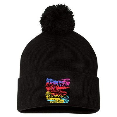 Broken Crayons Still Color Pom Pom 12in Knit Beanie