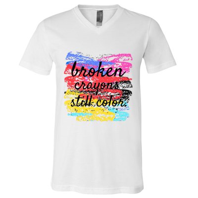 Broken Crayons Still Color V-Neck T-Shirt