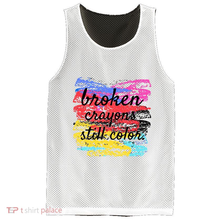 Broken Crayons Still Color Mesh Reversible Basketball Jersey Tank