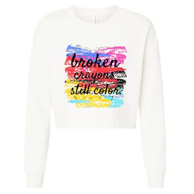 Broken Crayons Still Color Cropped Pullover Crew