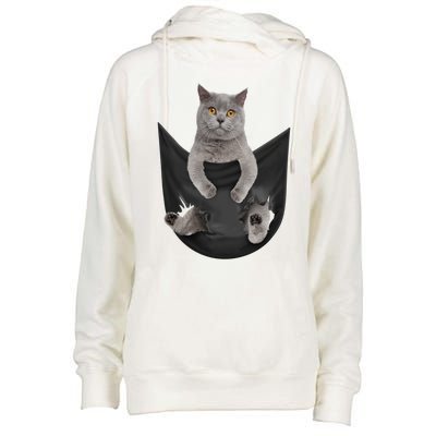 Black Cat Sits In Pocket Cats Tee Gift Meowy Gift Womens Funnel Neck Pullover Hood