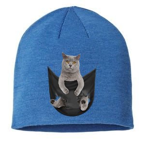 Black Cat Sits In Pocket Cats Tee Gift Meowy Gift Sustainable Beanie