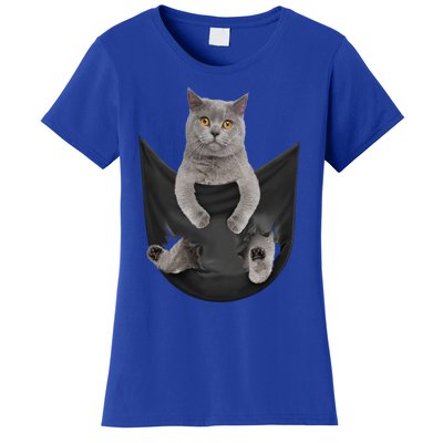 Black Cat Sits In Pocket Cats Tee Gift Meowy Gift Women's T-Shirt