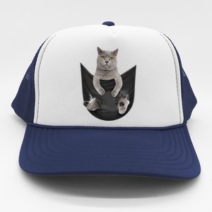 Black Cat Sits In Pocket Cats Tee Gift Meowy Gift Trucker Hat