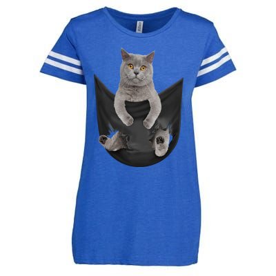 Black Cat Sits In Pocket Cats Tee Gift Meowy Gift Enza Ladies Jersey Football T-Shirt