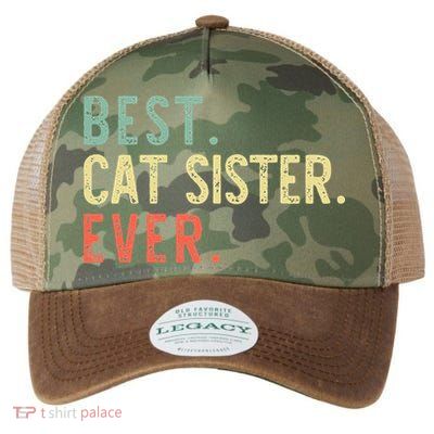 Best Cat Sister Ever Vintage Retro Legacy Tie Dye Trucker Hat