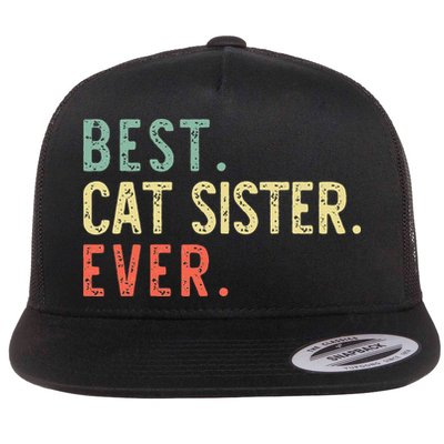 Best Cat Sister Ever Vintage Retro Flatbill Hat