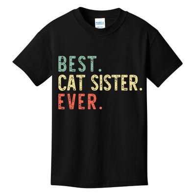 Best Cat Sister Ever Vintage Retro Kids T-Shirt