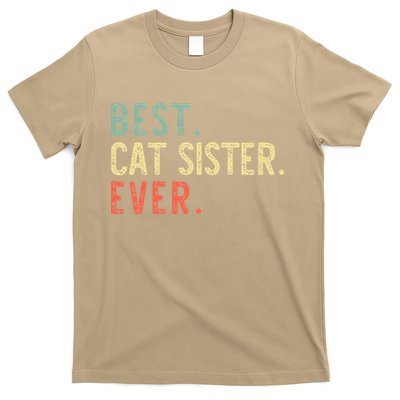 Best Cat Sister Ever Vintage Retro T-Shirt