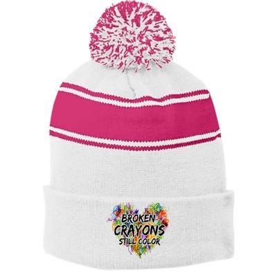 Broken Crayons Still Color Stripe Pom Pom Beanie
