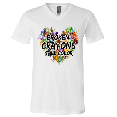 Broken Crayons Still Color V-Neck T-Shirt