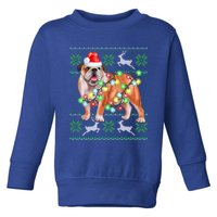 Bulldog Christmas Sweater Funny Gift Lights Santa Xmas Great Gift Toddler Sweatshirt