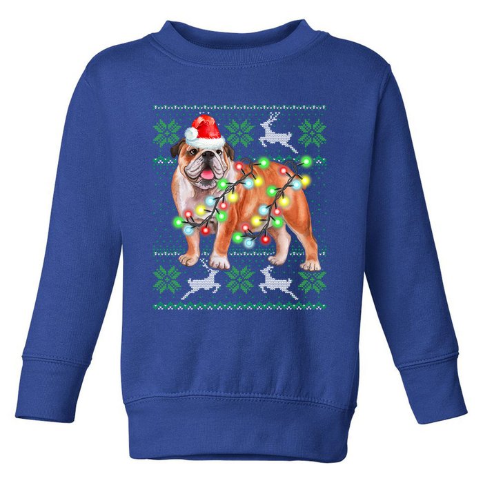 Bulldog Christmas Sweater Funny Gift Lights Santa Xmas Great Gift Toddler Sweatshirt