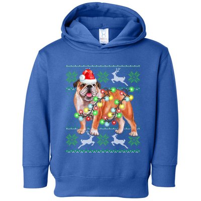 Bulldog Christmas Sweater Funny Gift Lights Santa Xmas Great Gift Toddler Hoodie