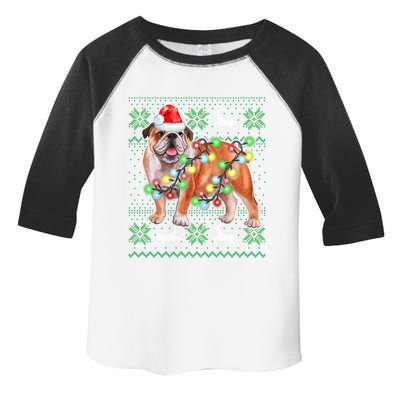 Bulldog Christmas Sweater Funny Gift Lights Santa Xmas Great Gift Toddler Fine Jersey T-Shirt