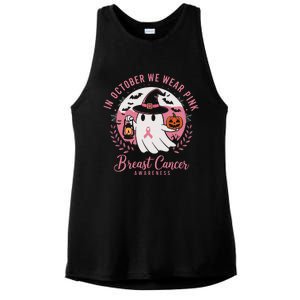 Breast Cancer Shirts Women Halloween In October We Wear Ladies PosiCharge Tri-Blend Wicking Tank