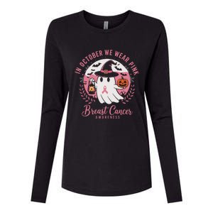 Breast Cancer Shirts Women Halloween In October We Wear Womens Cotton Relaxed Long Sleeve T-Shirt