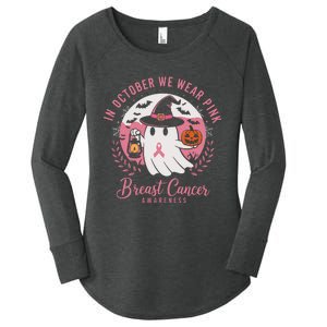 Breast Cancer Shirts Women Halloween In October We Wear Women's Perfect Tri Tunic Long Sleeve Shirt