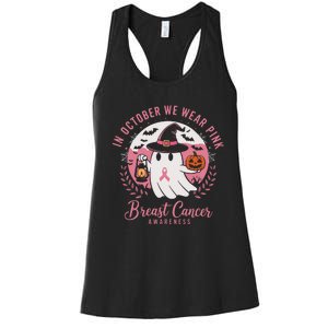 Breast Cancer Shirts Women Halloween In October We Wear Women's Racerback Tank