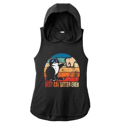 Best Cat Sitter Ever Funny Fist Bump Ladies PosiCharge Tri-Blend Wicking Draft Hoodie Tank