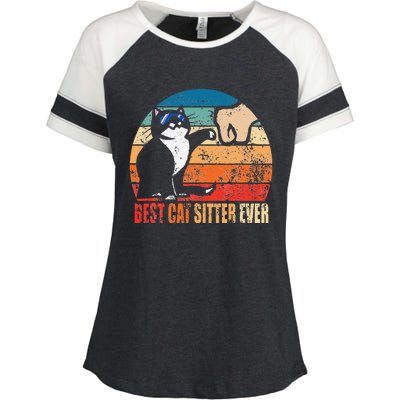 Best Cat Sitter Ever Funny Fist Bump Enza Ladies Jersey Colorblock Tee