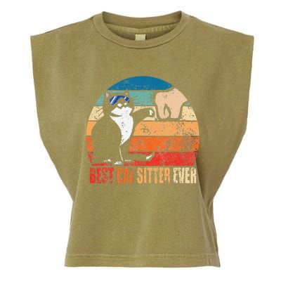 Best Cat Sitter Ever Funny Fist Bump Garment-Dyed Women's Muscle Tee