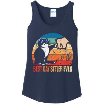 Best Cat Sitter Ever Funny Fist Bump Ladies Essential Tank