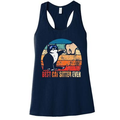 Best Cat Sitter Ever Funny Fist Bump Women's Racerback Tank