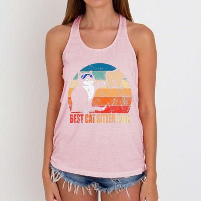 Best Cat Sitter Ever Funny Fist Bump Women's Knotted Racerback Tank