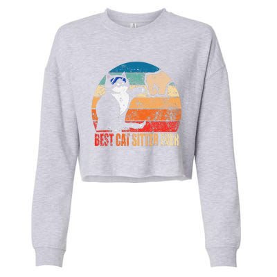 Best Cat Sitter Ever Funny Fist Bump Cropped Pullover Crew