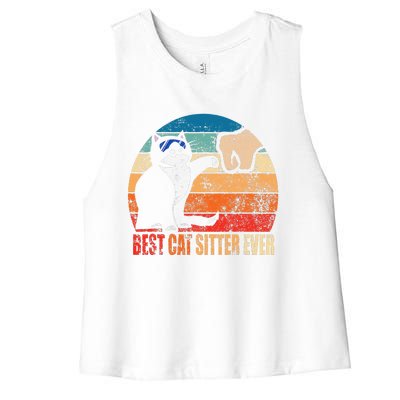 Best Cat Sitter Ever Funny Fist Bump Women's Racerback Cropped Tank