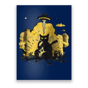 Black Cat Smoking Guitar Explosion Art Print Poster