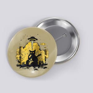 Black Cat Smoking Guitar Explosion Art Print Button