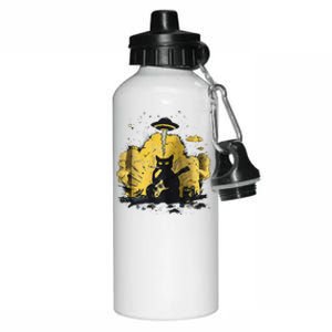 Black Cat Smoking Guitar Explosion Art Print Aluminum Water Bottle