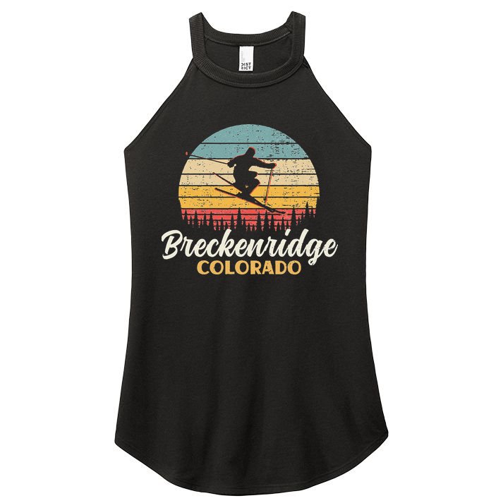 Breckenridge Colorado Skiing Vintage Mountain Ski Vacation Women's Perfect Tri Rocker Tank