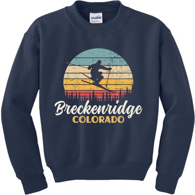 Breckenridge Colorado Skiing Vintage Mountain Ski Vacation Kids Sweatshirt