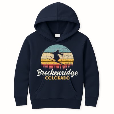 Breckenridge Colorado Skiing Vintage Mountain Ski Vacation Kids Hoodie