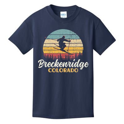 Breckenridge Colorado Skiing Vintage Mountain Ski Vacation Kids T-Shirt