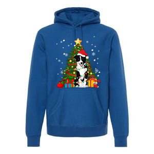 Border Collie Santa Christmas Tree Light Pajama Dog Xmas Gift Premium Hoodie